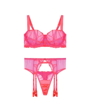 Cleo Balcony Bra, Thong and Suspender Belt