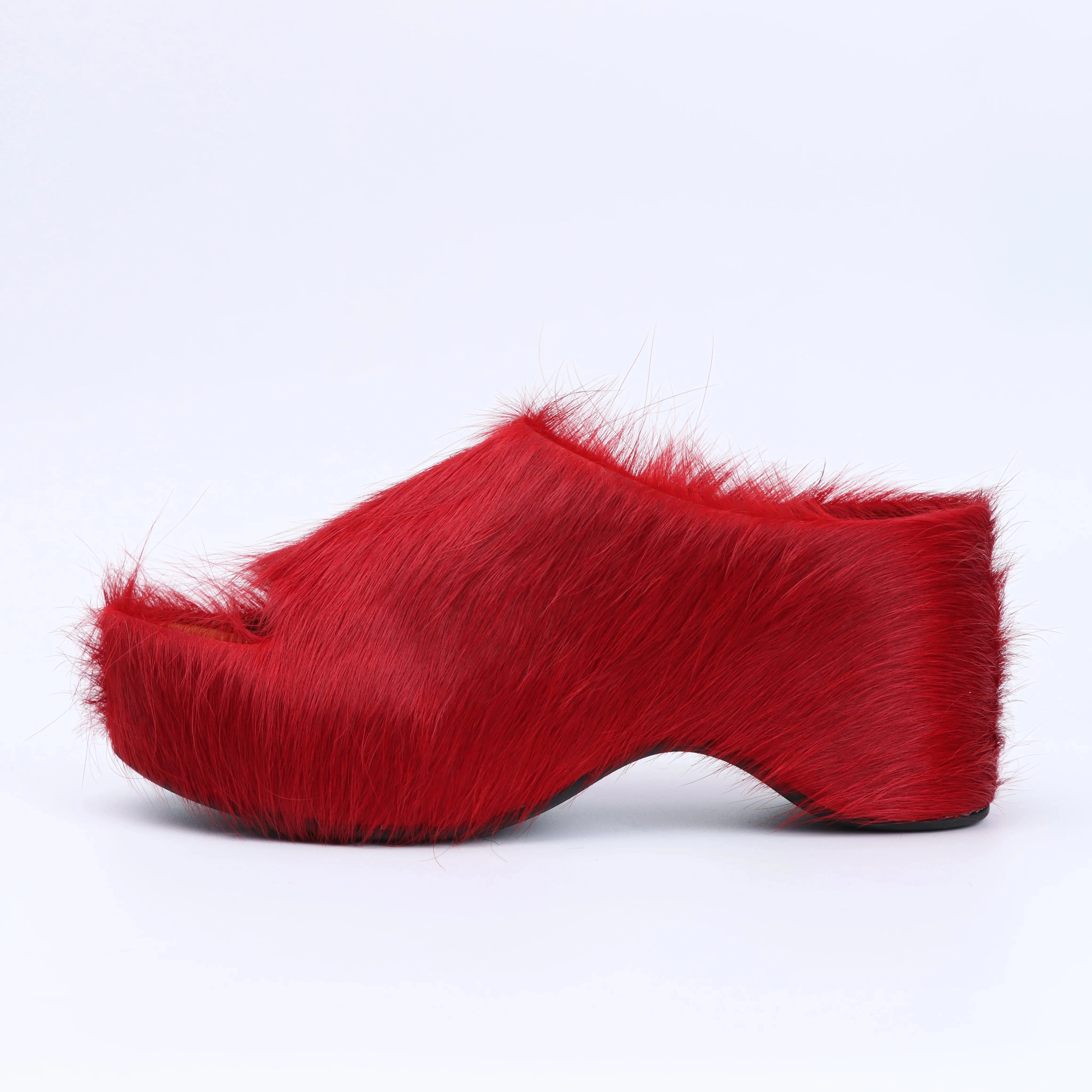 Designer Sandals Shoes Women Real Fur Platform Clogs Slides Sandals long Calf Hair Luxury Shoes Woman Designer Brand Casual Shoe