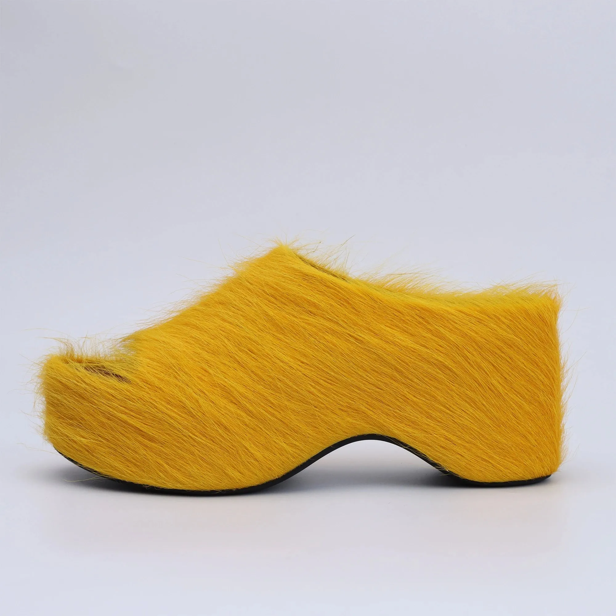 Designer Sandals Shoes Women Real Fur Platform Clogs Slides Sandals long Calf Hair Luxury Shoes Woman Designer Brand Casual Shoe
