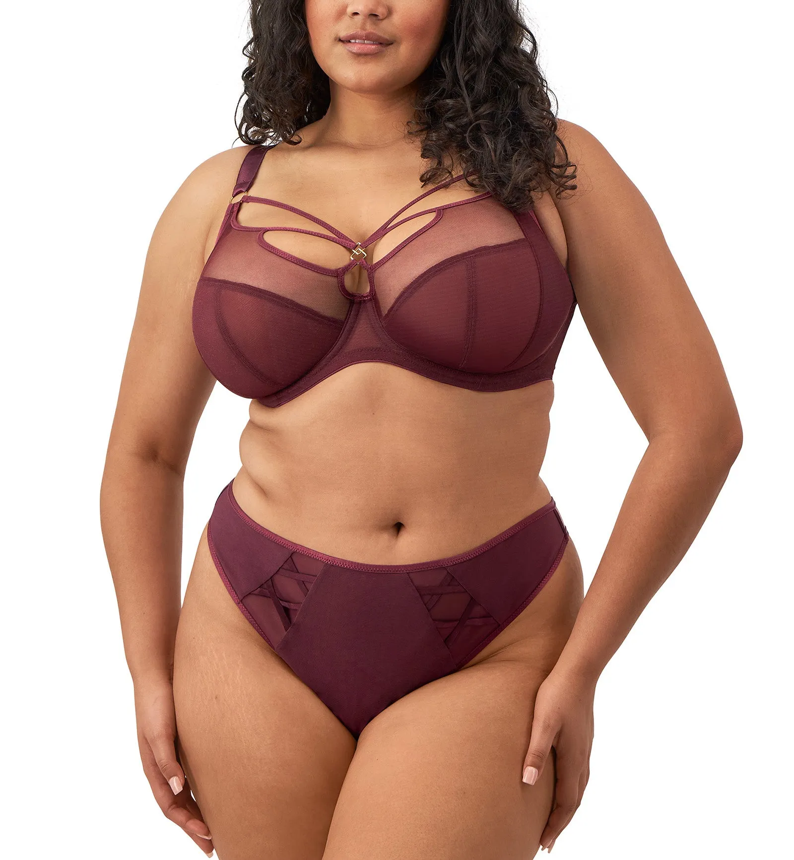 Elomi Sachi Matching Strappy Thong (4367) - Cabernet