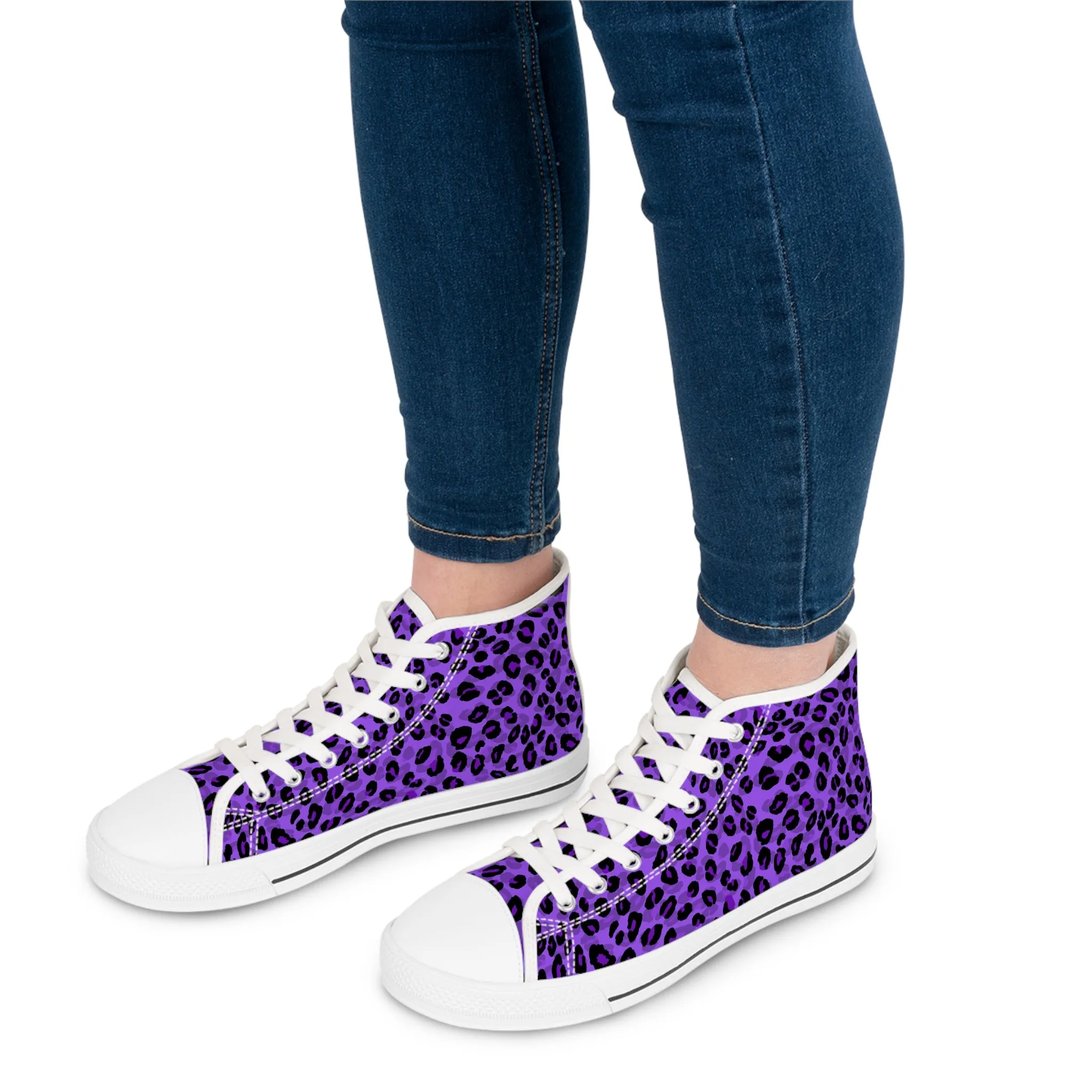 Lila Leoparden-High-Top-Sneaker für Damen – Stylisch & Fun