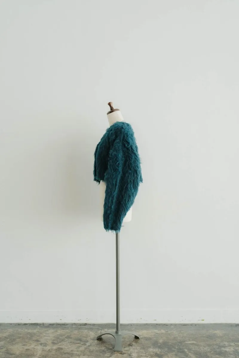 minimal shaggy cardigan/black