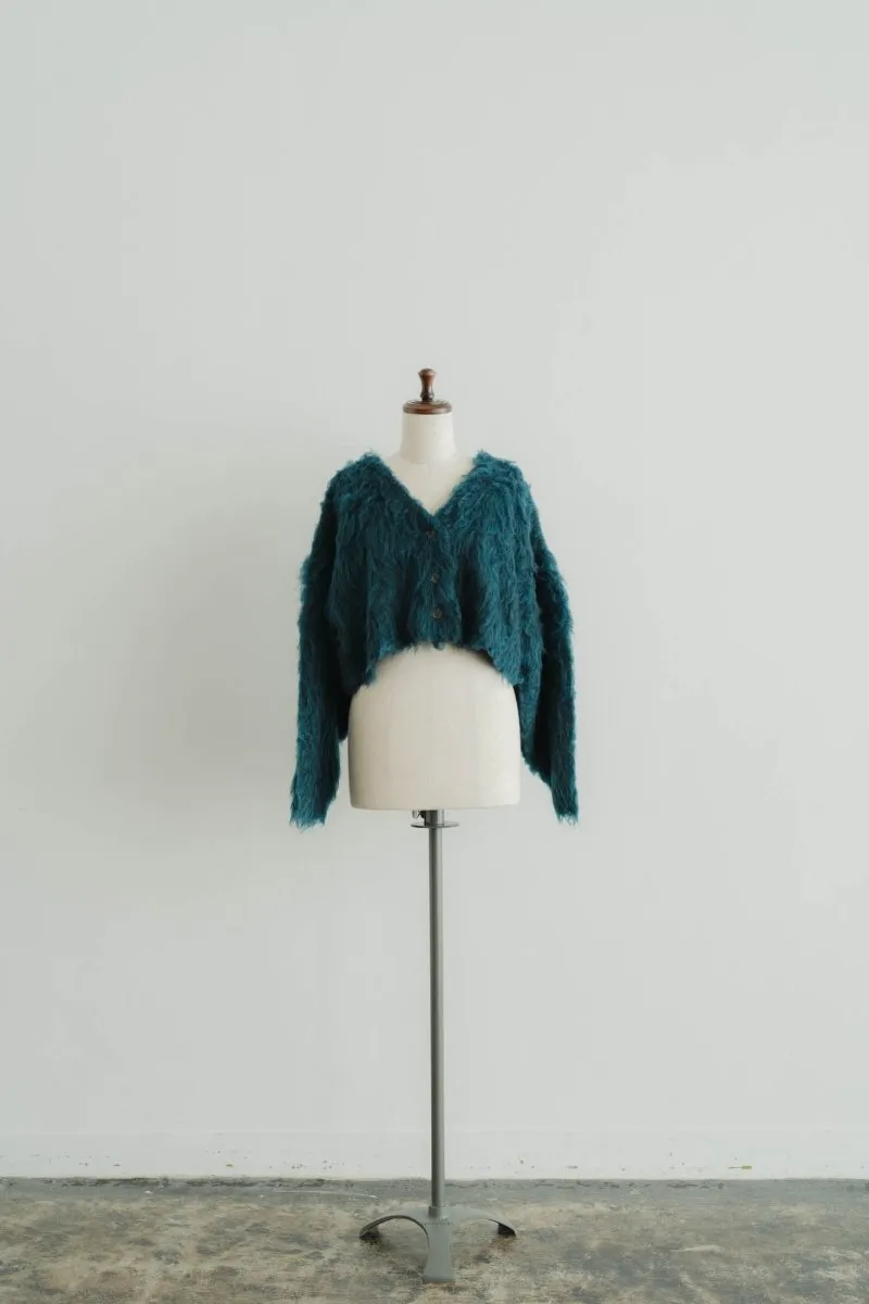 minimal shaggy cardigan/black