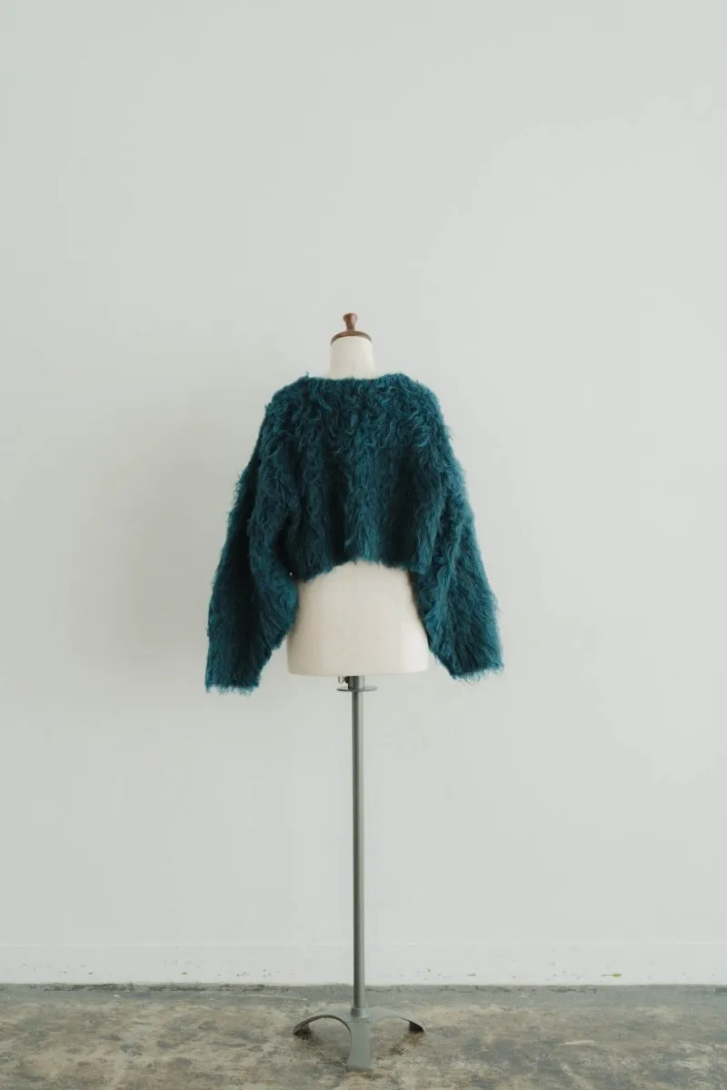 minimal shaggy cardigan/black