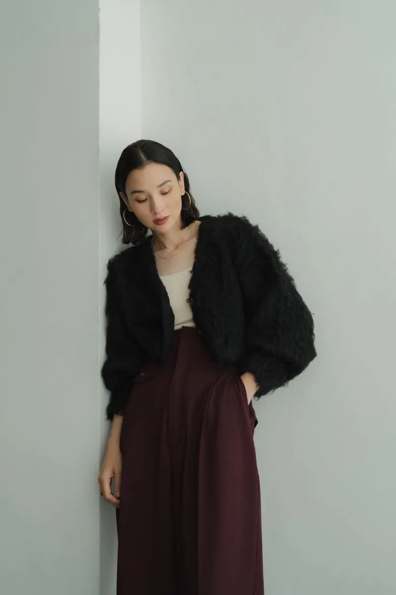 minimal shaggy cardigan/black