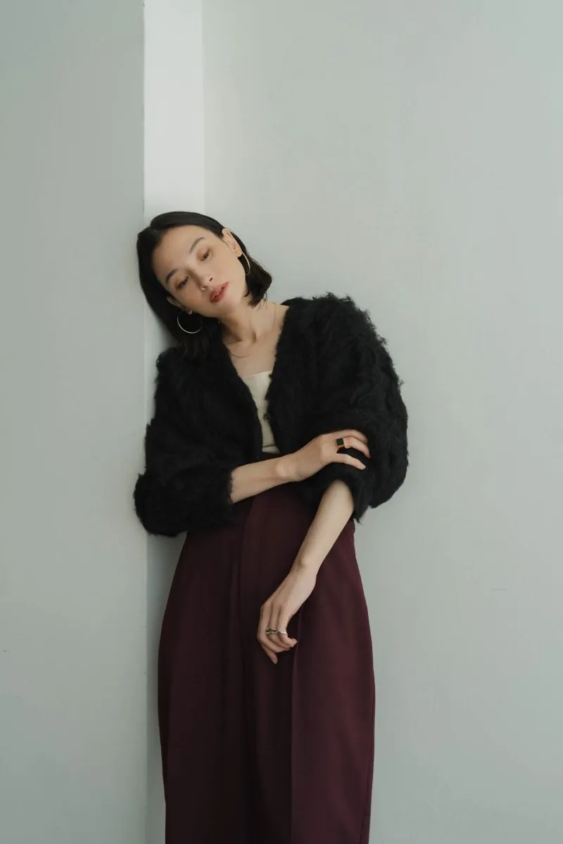 minimal shaggy cardigan/black