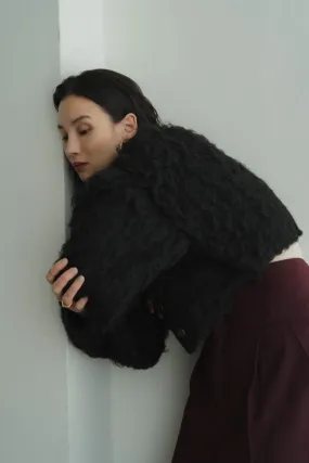 minimal shaggy cardigan/black