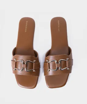 Tan Buckled Flats