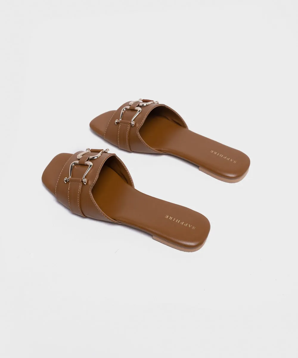 Tan Buckled Flats