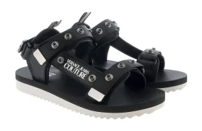 Versace Jeans Couture Black Silver Silver Riveted Strap Trek Fashion Sandal-
