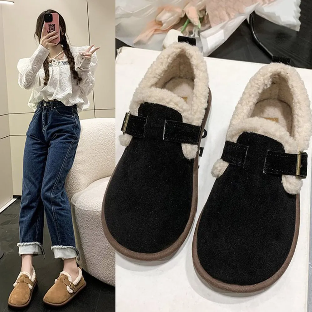 Women's Plush Round Toe Slip-On Flats